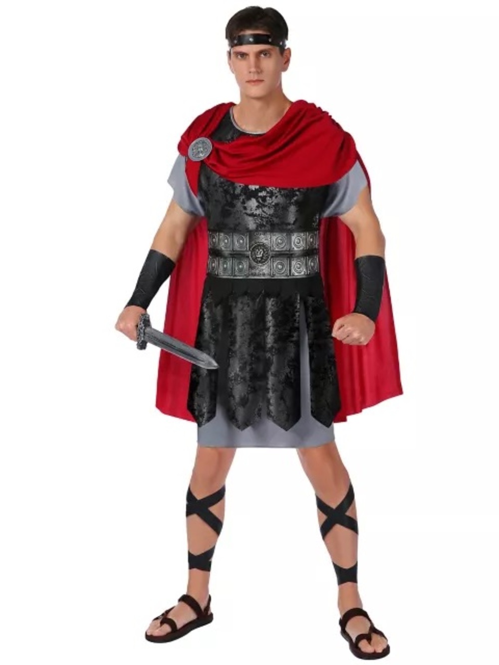 Spirit Roman Gladiator Costume Men’s Medium Red Cape Halloween Warrior